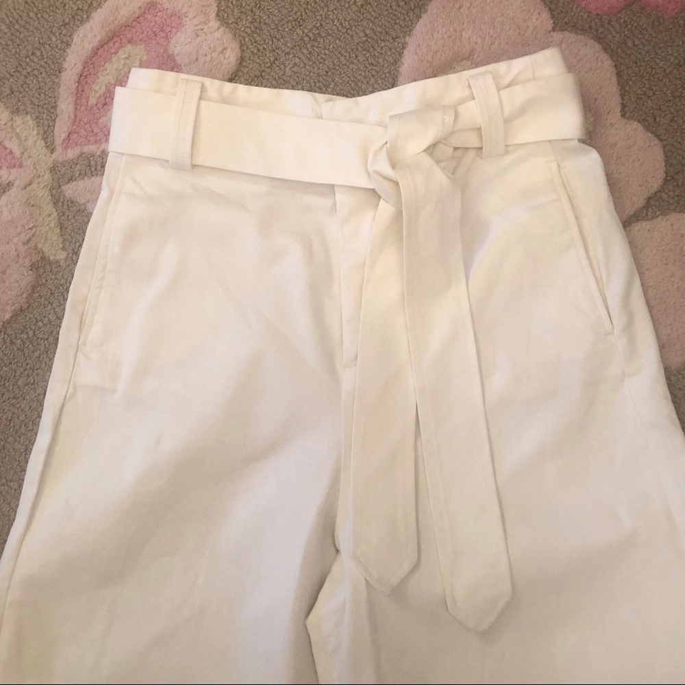 ZARA Wide Leg Crop Pants High Waist Off White Sz S